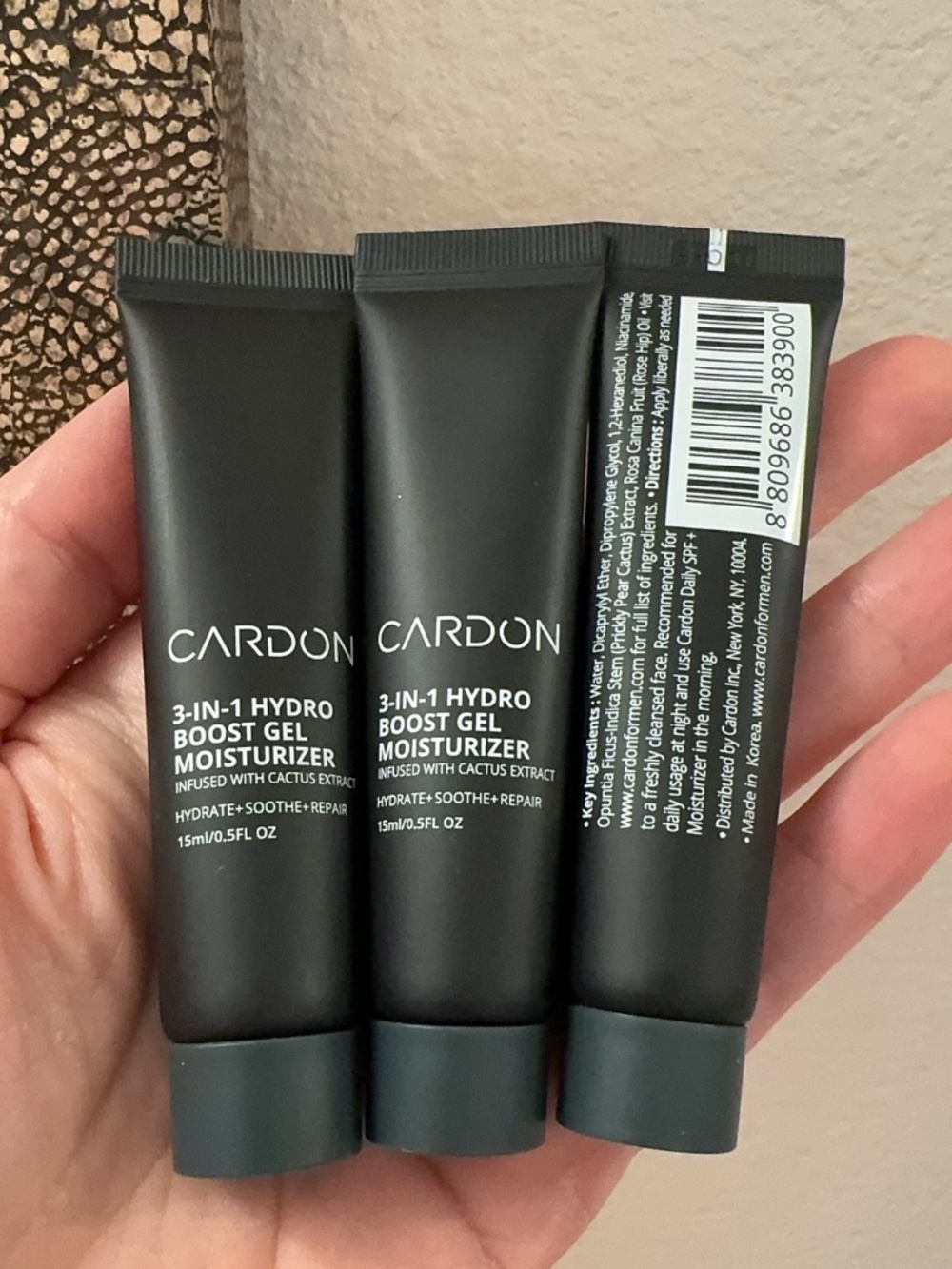 3X Cardon 3-in-1 Hydro Boost Gel Moisturizer - Travel Size (15ml / 0.5oz each)